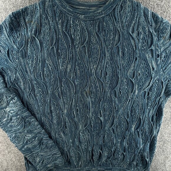 COOGI Australia Sweater XL Blue Knit Pullover Crew Neck Biggie Hip Hop Cotton - Picture 1 of 16